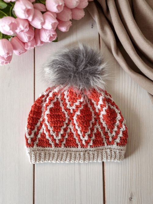 Czapka mozaikowa chmurka